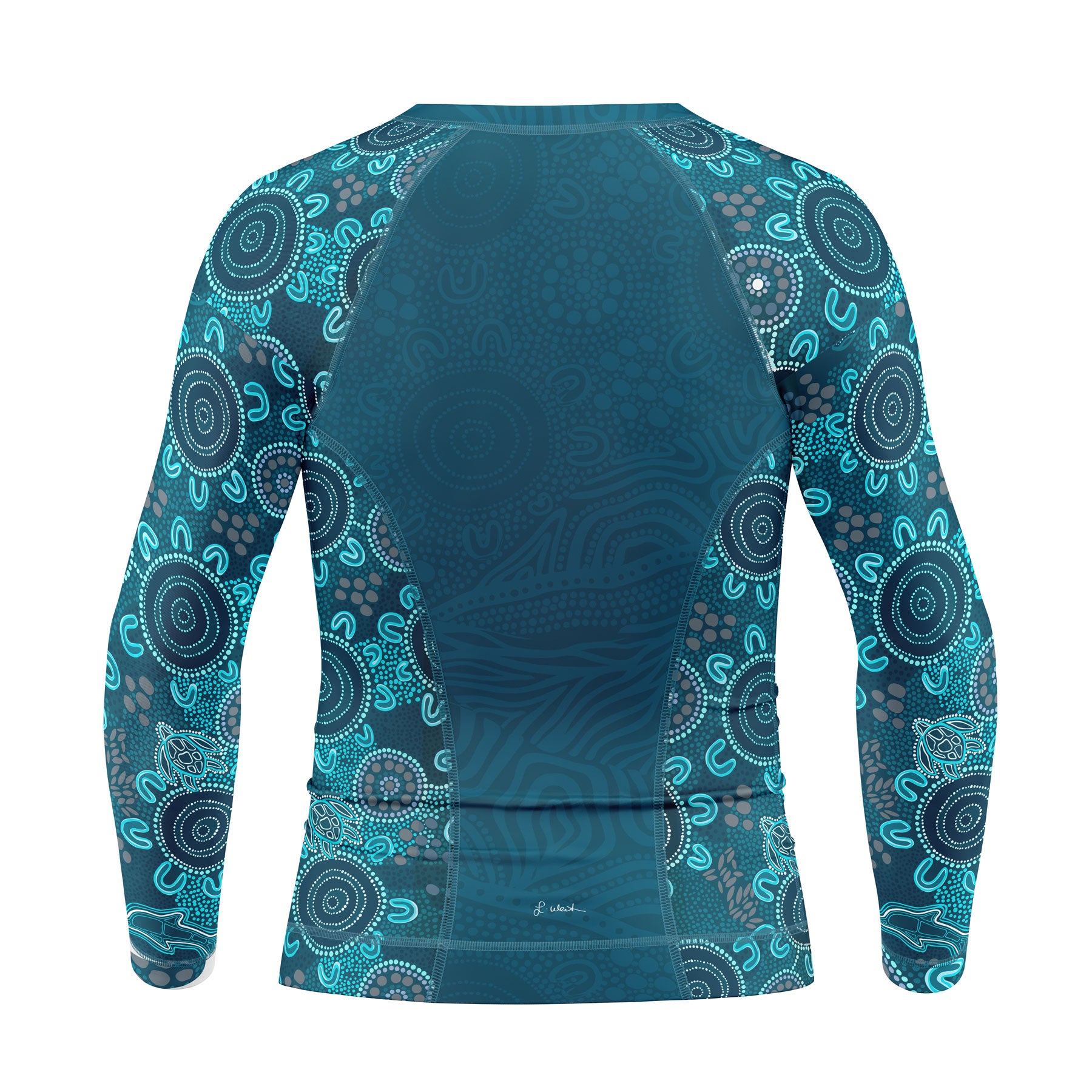 Women's Zipped Long Sleeve Rash Vest, Eternal (Ocean)