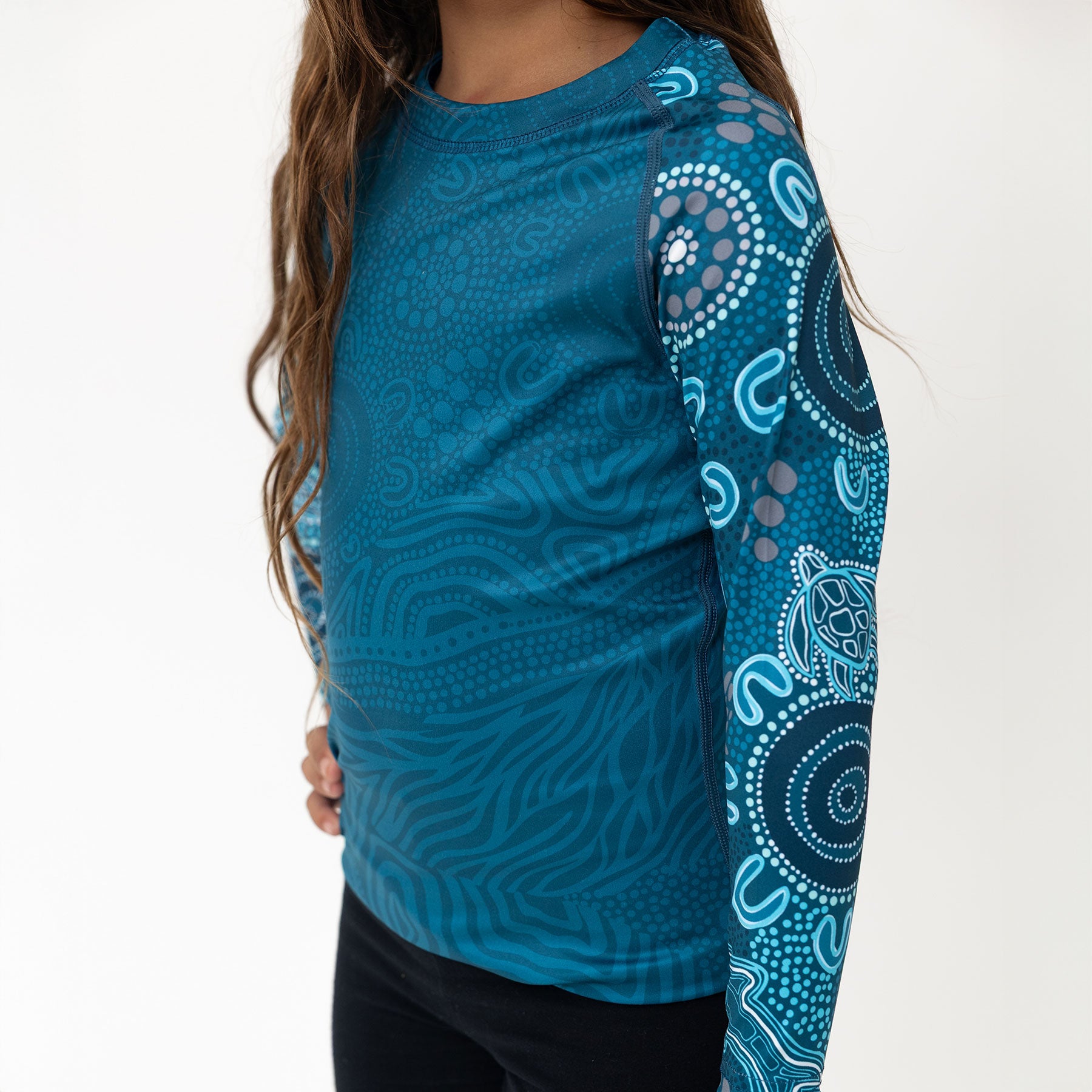 Kid's Long Sleeve Rash Vest, Eternal (Ocean)