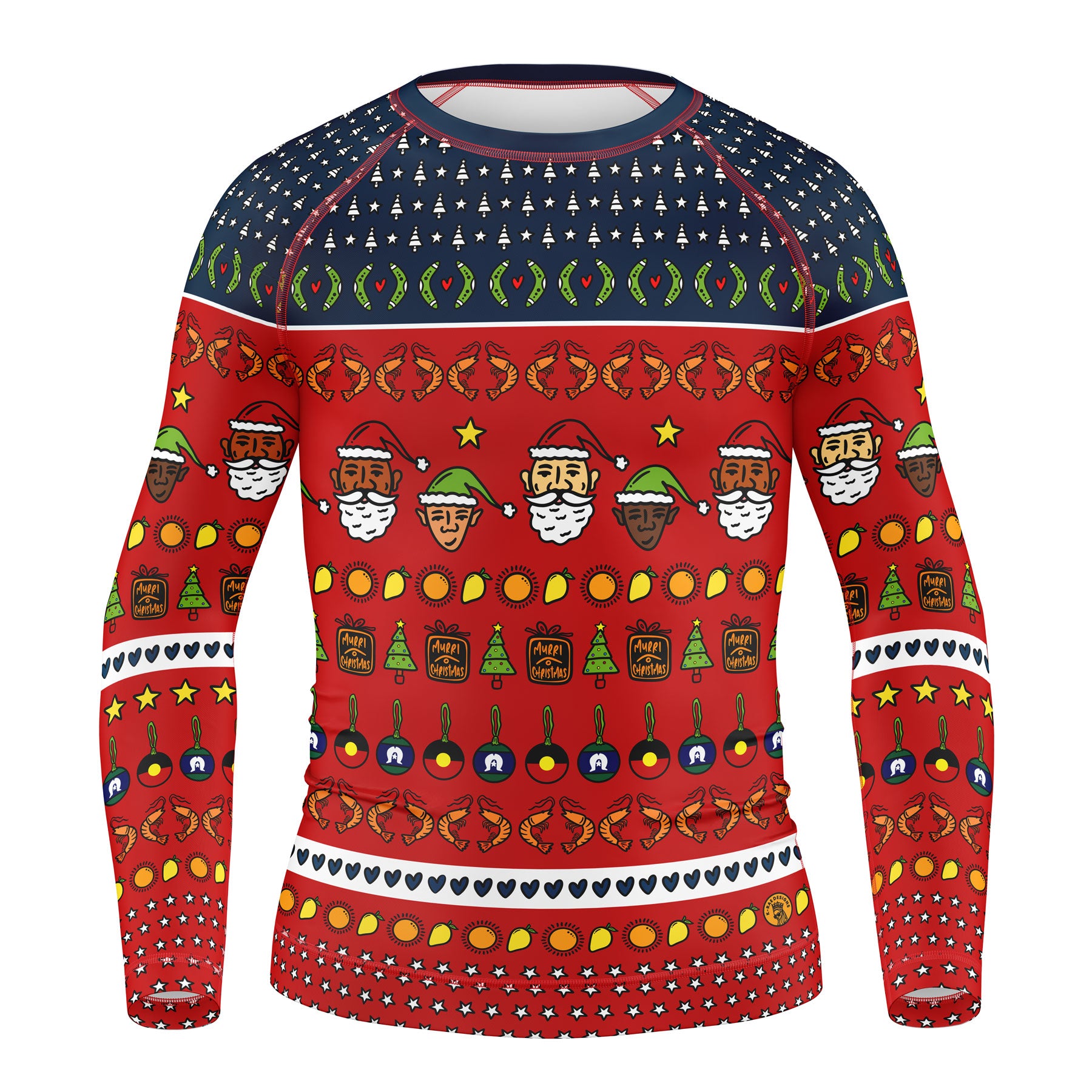 Kid's Long Sleeve Rash Vest, Murri Christmas!