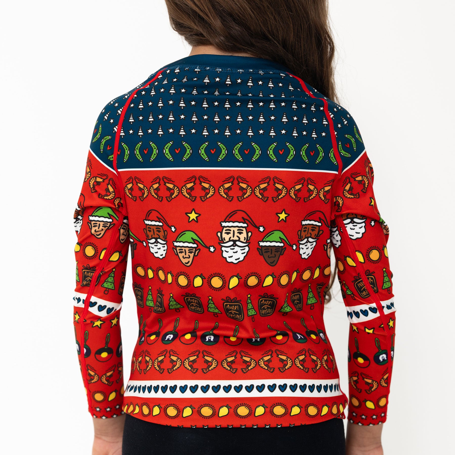 Kid's Long Sleeve Rash Vest, Murri Christmas!