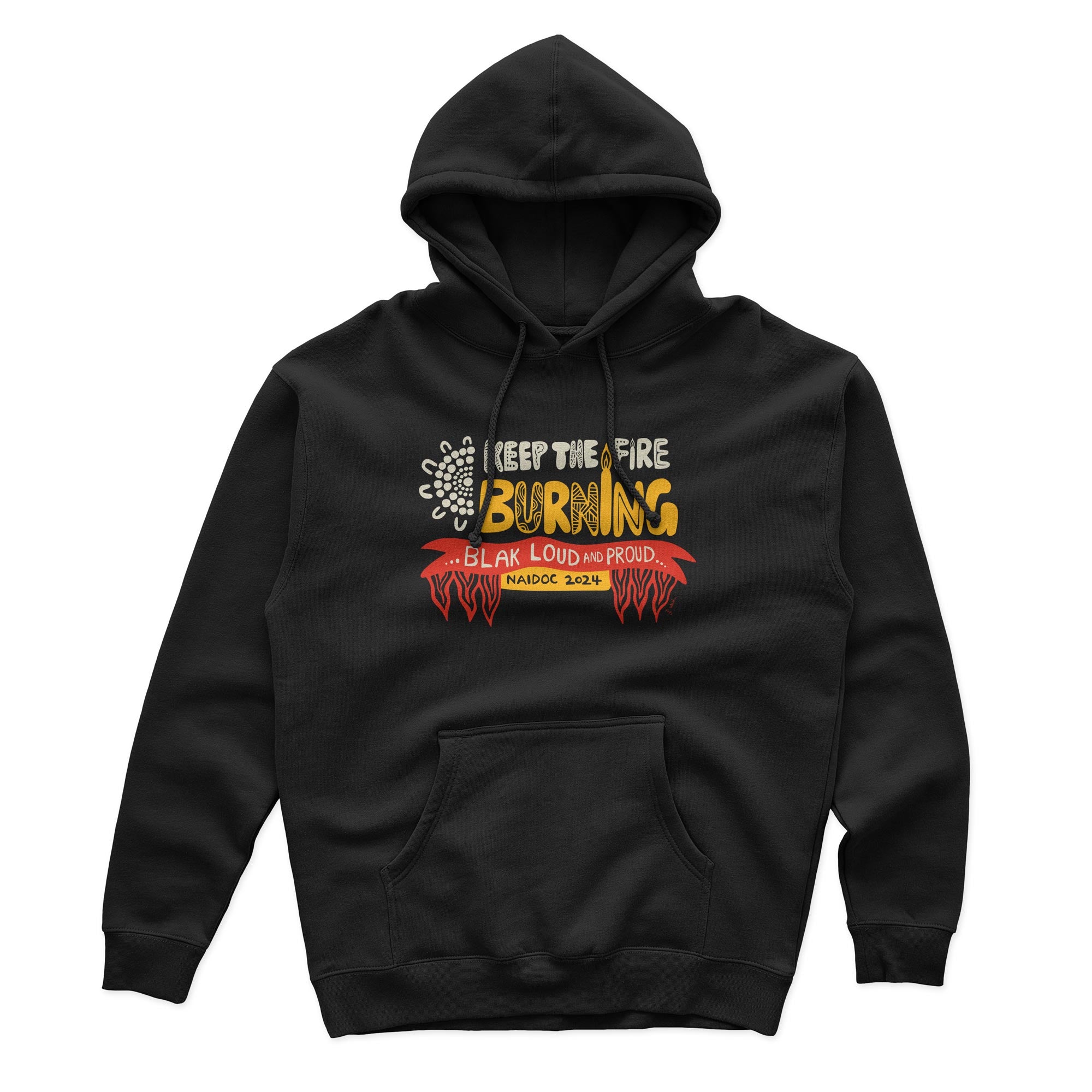 Cotton Hoodie, Keep The Fire Burning NAIDOC 2024 Authentic