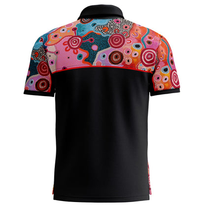 Fire, Water and Country (Fusion) Cotton Polo Shirt - NAIDOC 2026