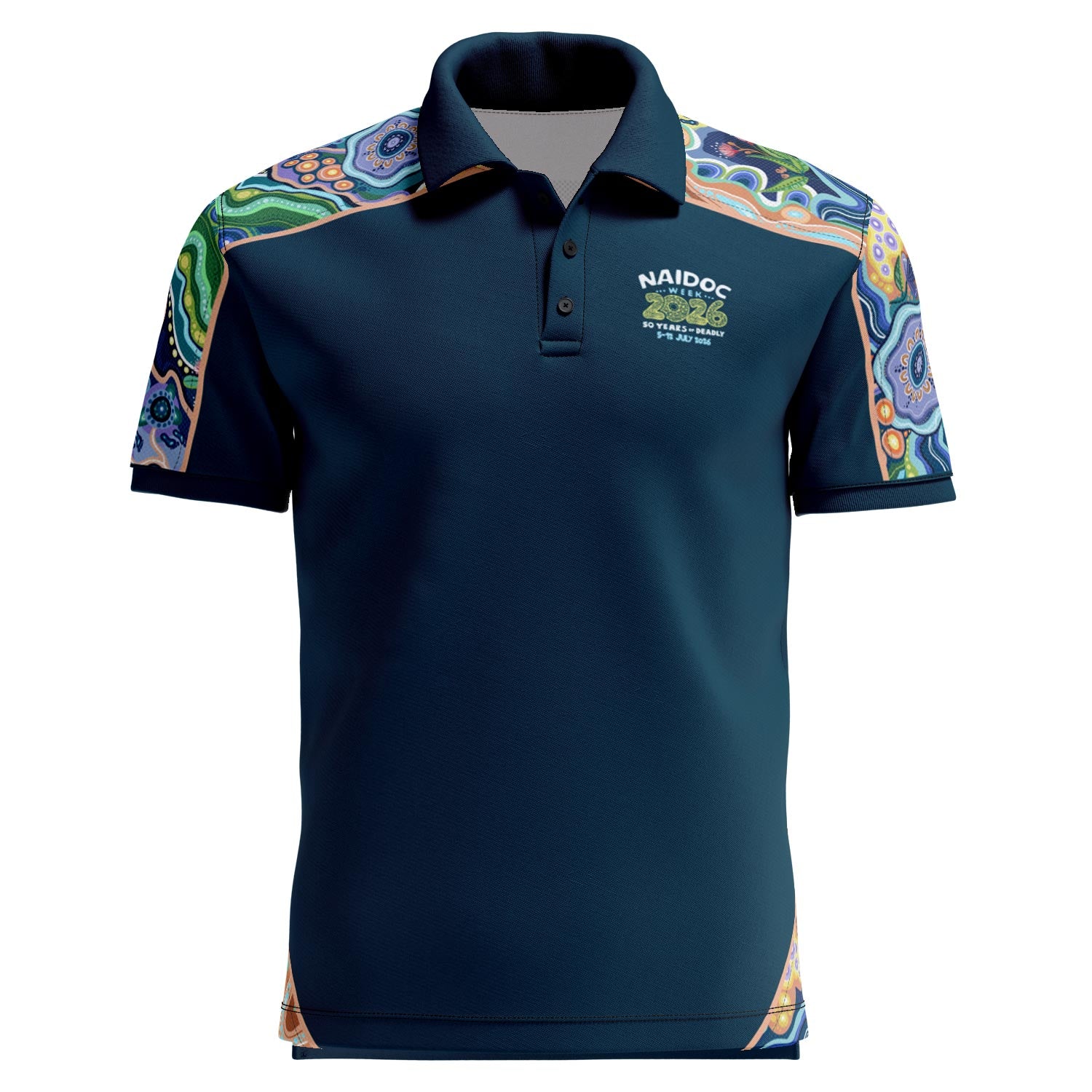 One Spirit, 50 Years (Fusion) Cotton Polo Shirt - NAIDOC 2026
