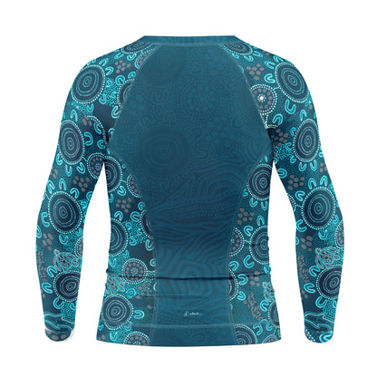 Women's Zipped Long Sleeve Rash Vest, Eternal (Ocean)