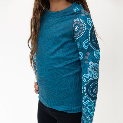 Kid's Long Sleeve Rash Vest, Eternal (Ocean)