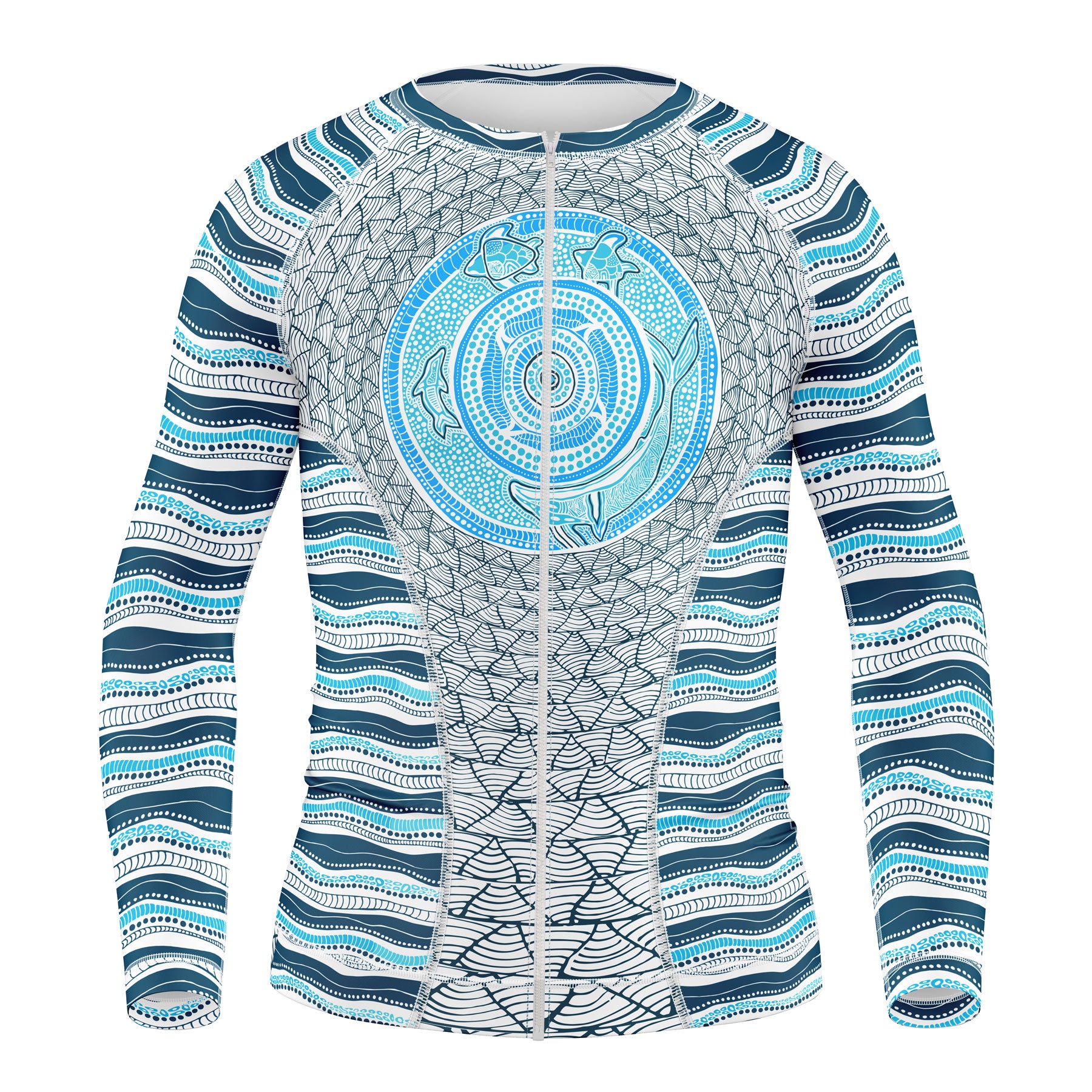 Women's Zipped Long Sleeve Rash Vest, Under The Garuwa