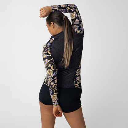 Women's Zipped Long Sleeve Rash Vest, We Walk With Care (Edition 2)