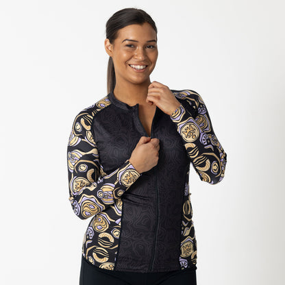 Women's Zipped Long Sleeve Rash Vest, We Walk With Care (Edition 2)