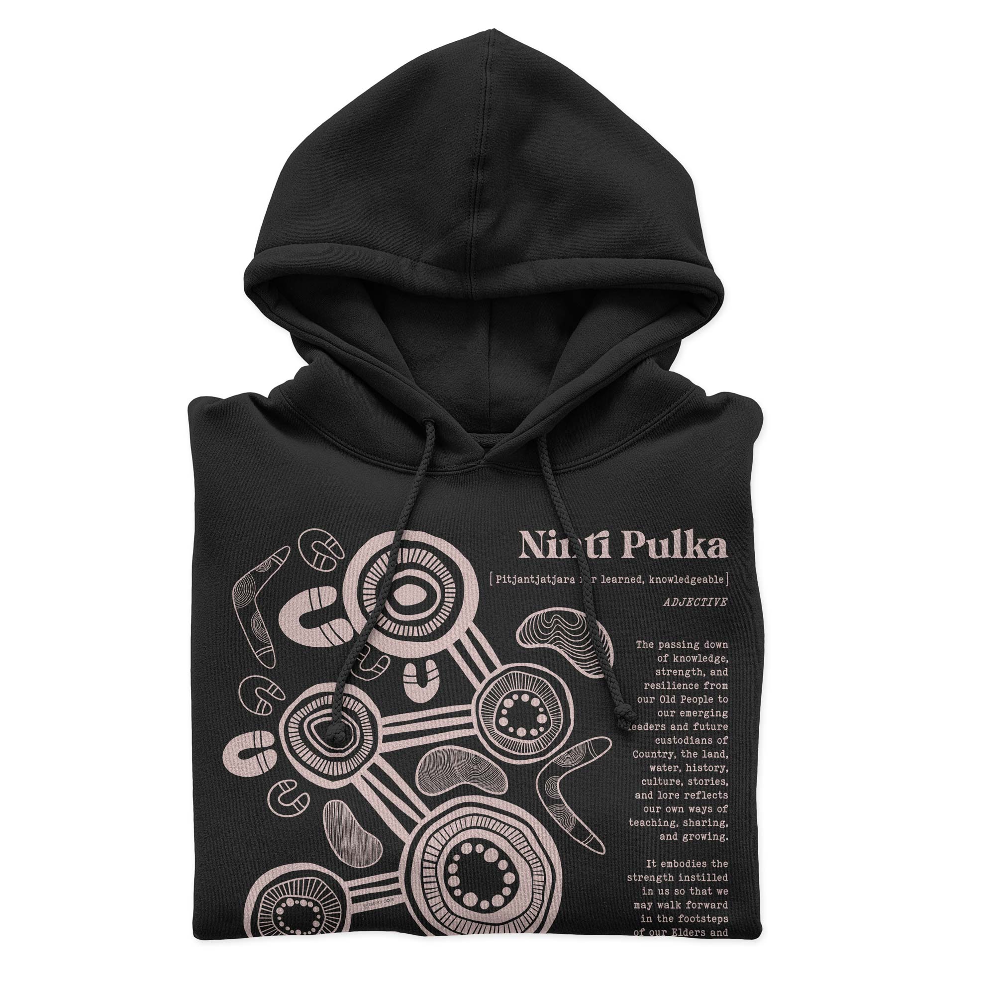 SALE - Premium Cotton Hoodie, Ninti Pulka - NAIDOC 2025 (black, S)