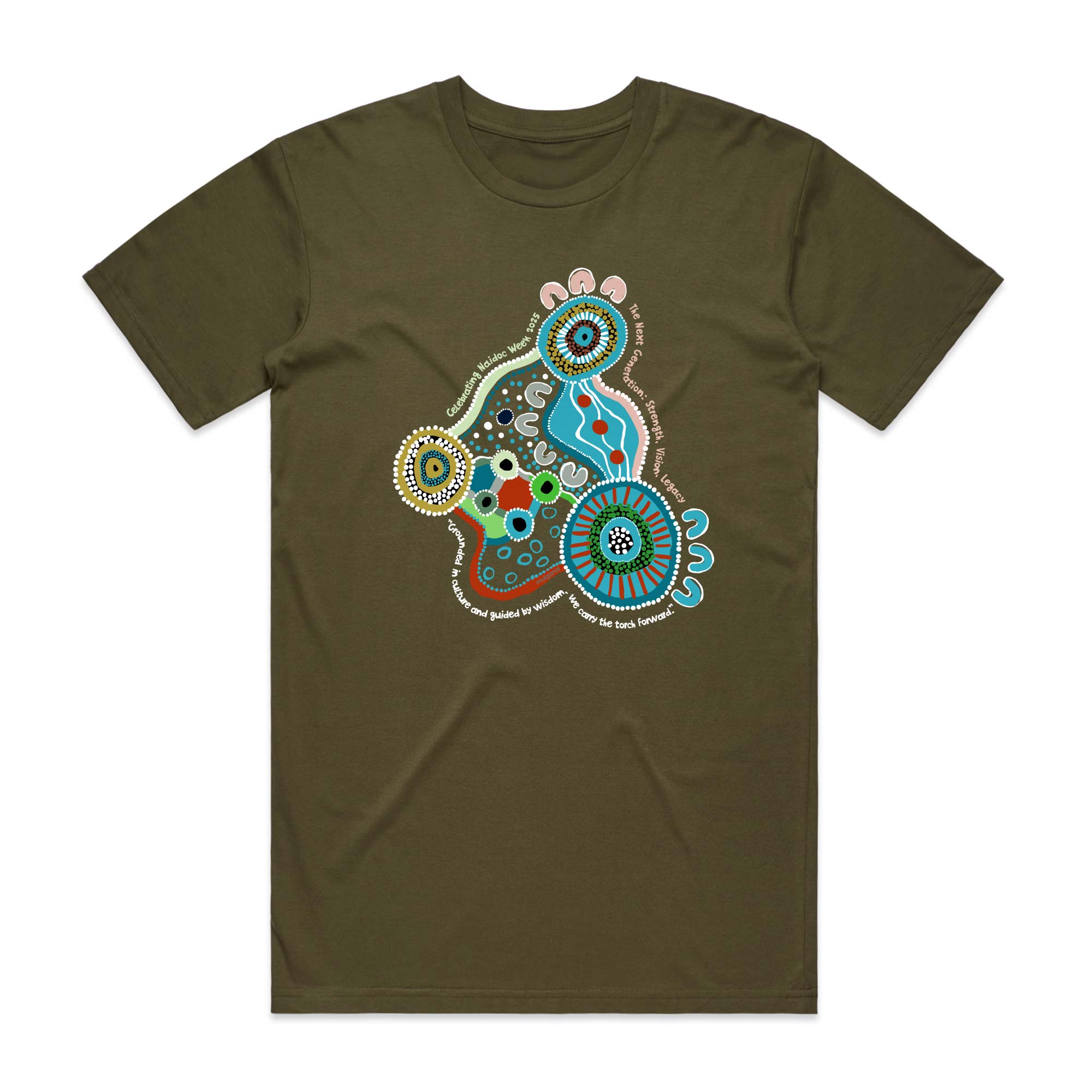 SALE - T-shirt, Our Voices, Their Legacy - NAIDOC 2025  (army green)