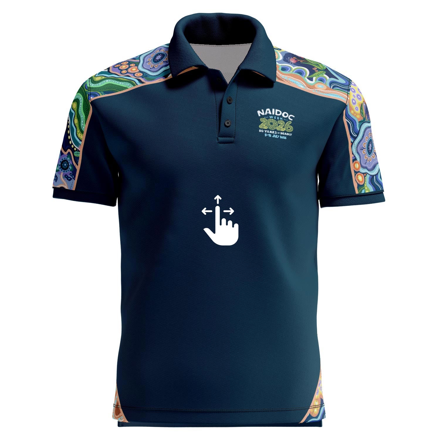 One Spirit, 50 Years (Fusion) Cotton Polo Shirt - NAIDOC 2026