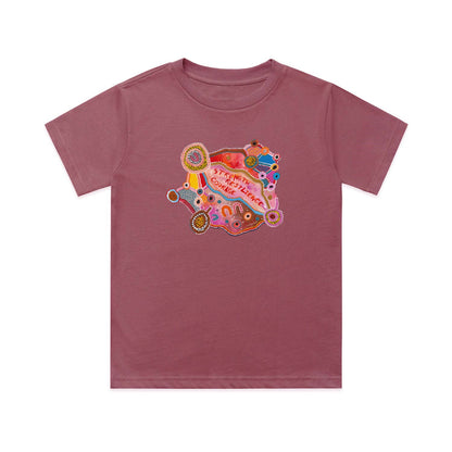 SALE - Strength Through Language Kids Cotton T-shirt | washed plum