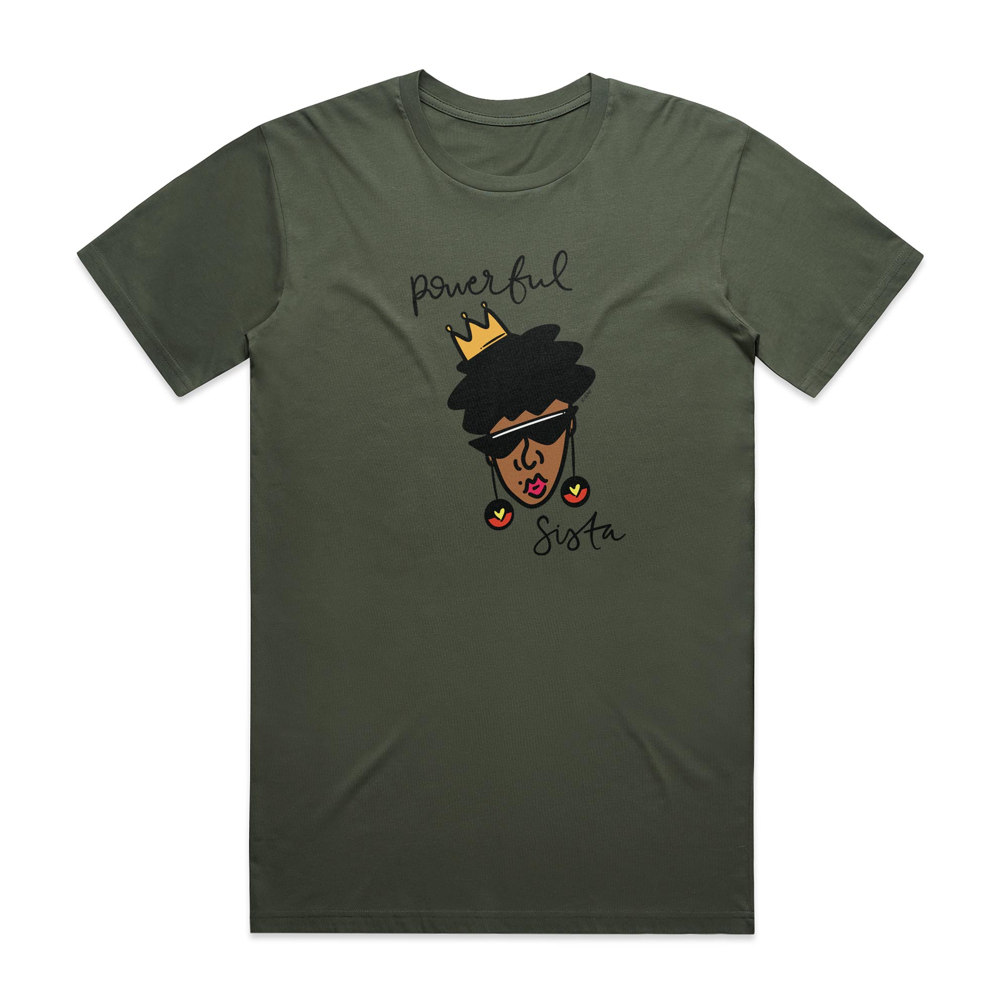 SALE - T-shirt Powerful Sista (cypress,  LARGE)