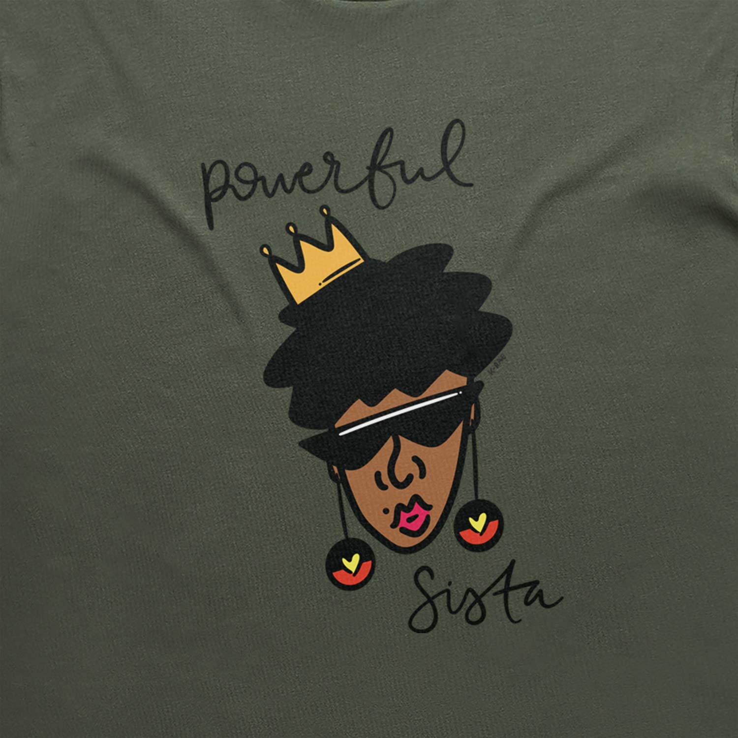 SALE - T-shirt Powerful Sista (cypress,  LARGE)